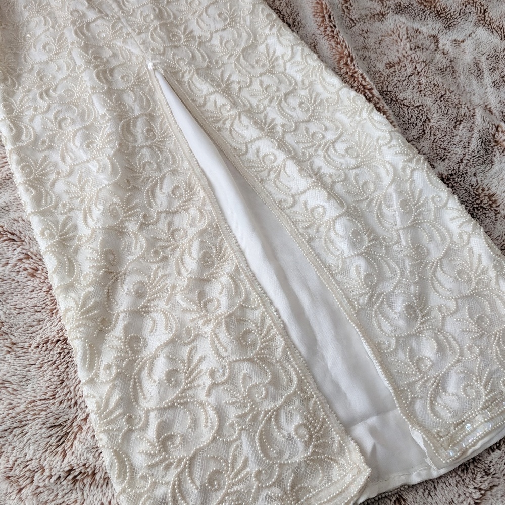 Beaded Cream Evening Gown - Picture 5 of 7